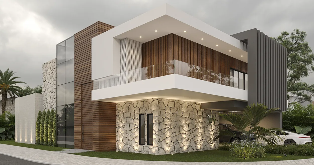 Fachada de projeto arquitetônico residencial